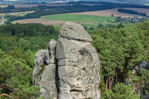 Hruboskalsko, Czech Republic - July 17,2024. Landscape view of three mountains photo