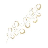 Golden ornament, twig with leaves, pattern. Isolated. Tropical leaves, exotic Freehand drawing design element vector