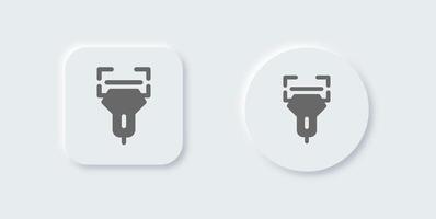 Barcode scanner solid icon in neomorphic design style. Qr code signs illustration. vector