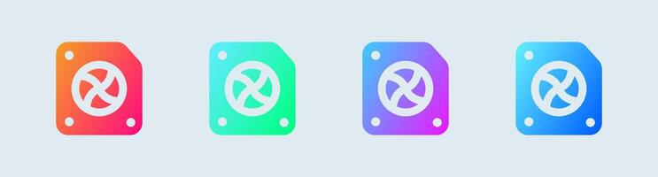 Gpu solid icon in gradient colors. Processor signs illustration. vector