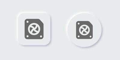Gpu solid icon in neomorphic design style. Processor signs illustration. vector