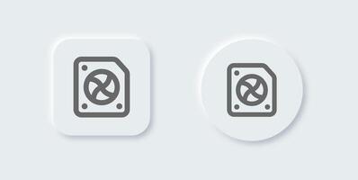 Gpu line icon in neomorphic design style. Processor signs illustration. vector