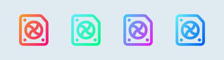 Gpu line icon in gradient colors. Processor signs illustration. vector