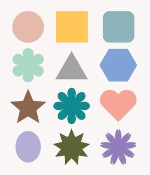 flat design cute colorful basic shape geometric element design vector