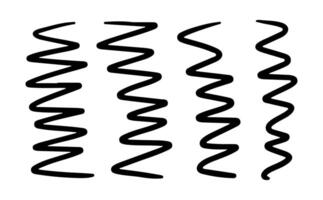 Hand drawn vertical lines by pen. Doodle strokes, underlines by pencil. Brush scribbles, frames, borders, design elements. vector