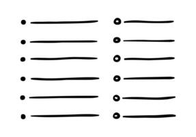 Doodle black bullet list, hand drawn sketch checklist. Notebook schedule, task paper planner vector