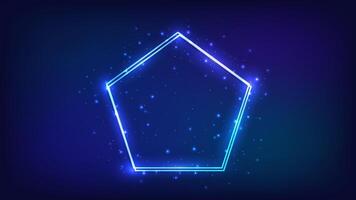 Neon double frame with shining effects vector