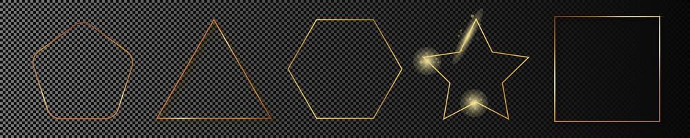 Gold glowing different geometric shape frame vector