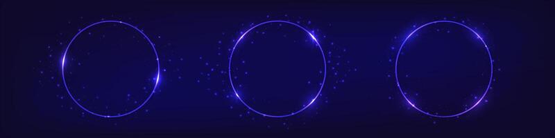 Set of neon frames with shining effects vector