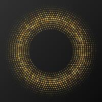 Abstract gold glowing halftone dotted background. Gold glitter pattern in circle form. Circle halftone dots. illustration vector