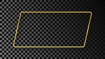 Gold glowing rounded rectangular shape frame with shadow vector