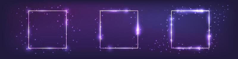 Set of neon frames with shining effects vector