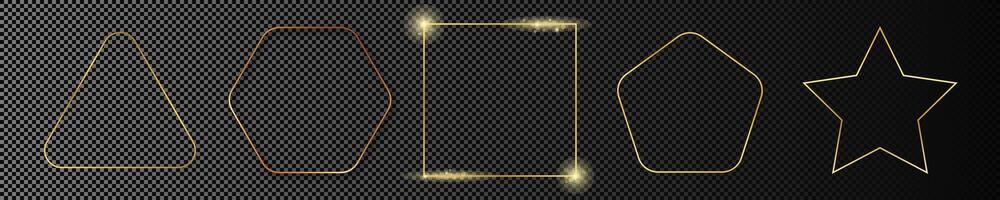 Gold glowing different geometric shape frame vector