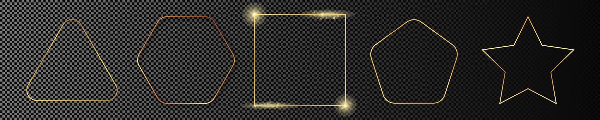 Gold glowing different geometric shape frame