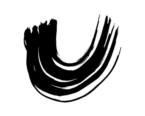 Black grunge semicircular brush strokes
