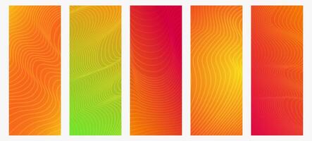 Modern orange gradient background with wave lines vector