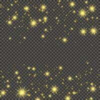 Gold glittering dust on a gray background. Dust with gold glitter effect and empty space for your text. illustration vector