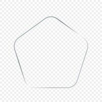 Silver glowing rounded pentagon shape frame vector