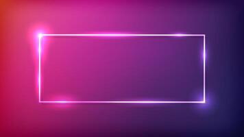 Neon rectangular frame with shining effects vector