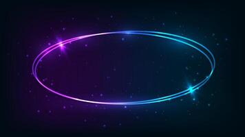 Neon oval frame with shining effects vector