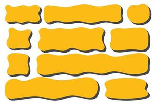 Rectangle shapes. Organic textbox frame with shadow. Square hand drawn blobs. Abstract doodle cute organic bubbles. Irregular fluid stickers for banner with curve edge vector