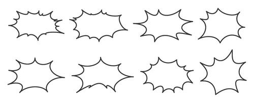 Comic and manga speech bubbles. Pop art outline frame for text. Box for dialog and messages. Chat shapes set of shock shout and scream actions. vector
