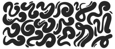 Abstract shapes. Organic liquid irregular blobs of paint. Fluid splashes forms. Random doodle elements. Y2k hand drawn bubbles vector