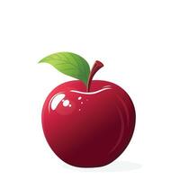 red apple isolated on white background with leaf vector