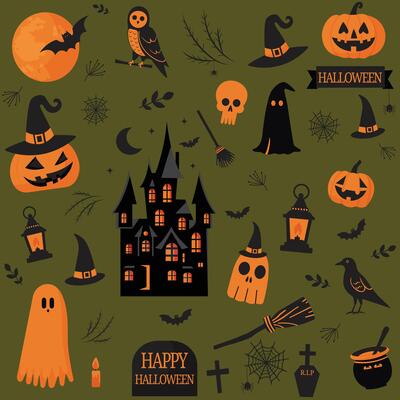 Halloween elements design in flat style