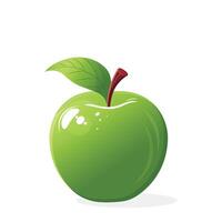 green apple isolated on white background with leaf vector