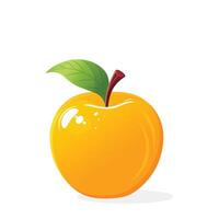 yellow apple isolated on white background with leaf vector
