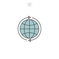 Globe with Arrow icon symbol illustration isolated on white background vector