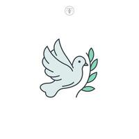 Dove with Olive Branch icon symbol logo illustration isolated on white background vector
