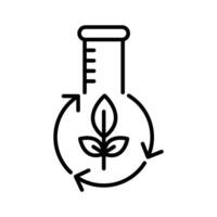 chemical flask with leaf and recycle symbol icon vector