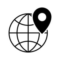 Globe with location pin icon vector
