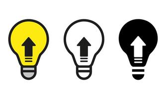 lightbulbs with arrow up icon set vector