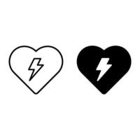 heart with lightning bolt icon vector