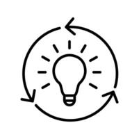 light bulb idea with recycle arrow icon vector