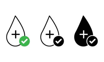 a drop of water with a checkmark icon vector