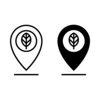 set of map pointers with leaf inside icon vector