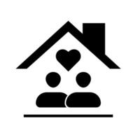 two people in a home with a heart symbol icon vector