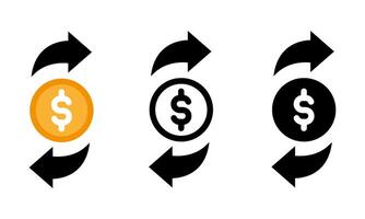 icon set of money transfer and exchange with various style vector