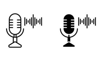 microphone with sound wave frequency icon vector