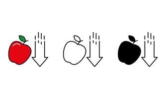 apple with arrow down icon vector