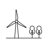 wind turbine with trees icon vector