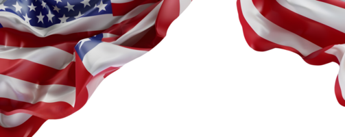 Vibrant American Flag with Fluttering Edges Isolated Design png