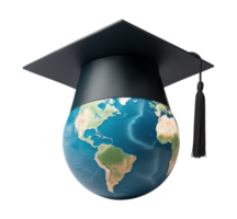 Earth With Graduation Hat Isolated on Transparent Background png