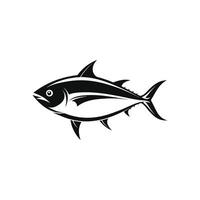 tuna fish , illustration, silhouette, logo design template black and white vector