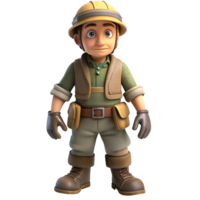 3D model of an archaeologist, character rendering presents an adventurous career of exploration and research. png