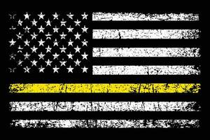 Thin Yellow Line Flag. 911 Dispatcher Flag. vector